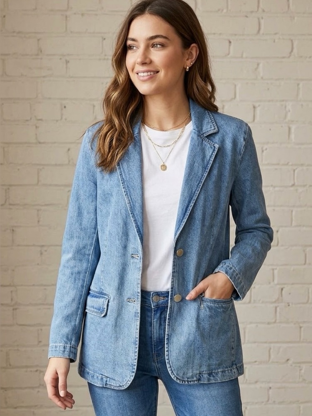 Polar Bear Denim Blazer Jacket